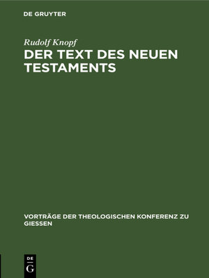 cover image of Der Text des Neuen Testaments